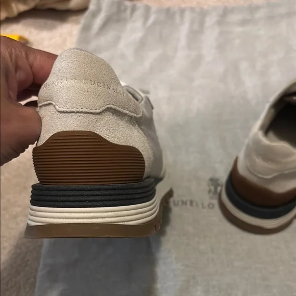 Brunello Cucinelli White and Black Sneakers with Vintage Style - Picture 7 of 10